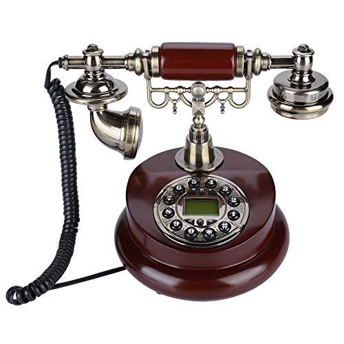 Telefono Fijo Retro, Teléfono Fijo Vintage con Cable, Teléfono Fijo Sobremesa, Sistema Dual FSK/DTMF con Función de Rellamada para Oficina, Hogar