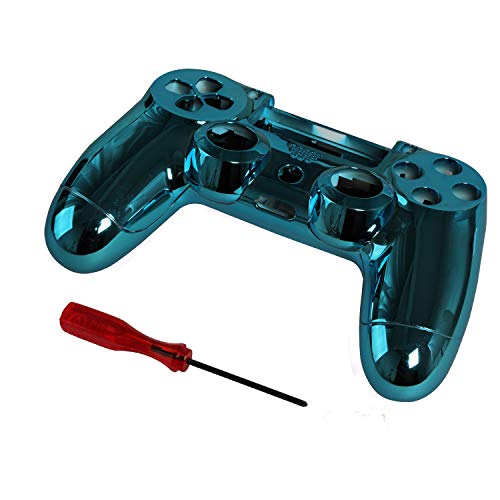 Timorn Reemplazo Cromado Vivienda Shell Piezas Case Kit Cubierta para PS4 Controlador DualShock 4, Azul
