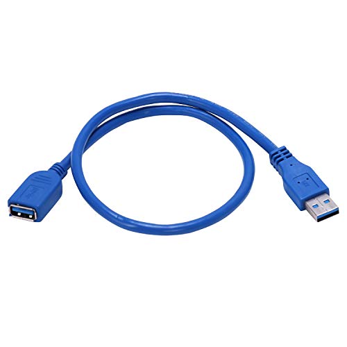 TOOGOO(R) 50 cm 20 Pulgada Transferencia de Datos USB 3.0 Un Cable de Extension Macho a Hembra Azul