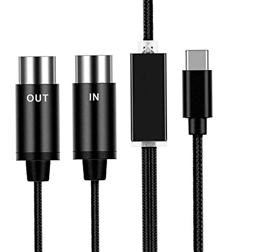 Top-Longer USB-C Tipo-c a MIDI Cable de Convertidor de Interfaz IN/OUT de 5 Pines Con Indicador LED Para Instrumento MIDI