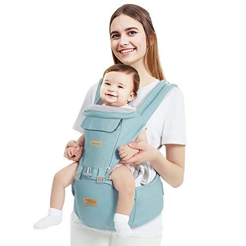 TOPERSUN Mochila Portabebés con Asiento Portador de Bebé Fácil de Usar Ajustable Algodón Ligero y Transpirable