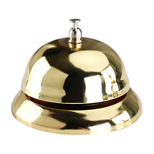 Toyvian Timbre de mano para mesa, campana de mesa, campana de respuesta, para oficina, aula, recepción, restaurante, hotel y servicio de bar (dorado)