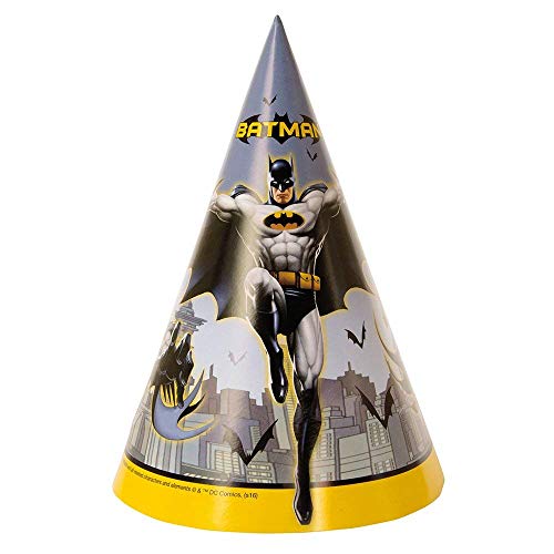 Unique Party - Gorros de Fiesta - Diseño de Batman - Paquete de 8 (49911)