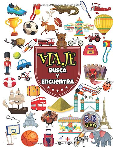 Viaje: Juegos educativos niños 3-6 años, Busca y encuentra 84 objetos ocultos en el aeropuerto, en París, Londres, en las pirámides...