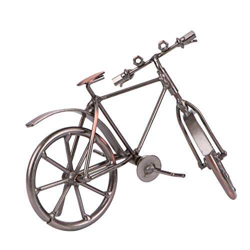 VOSAREA Modelo de bicicleta vintage, decoración del hogar, miniatura, escritorio artesanal, figuras de bicicleta, regalos para niños, juguetes hechos a mano, colección de oficina