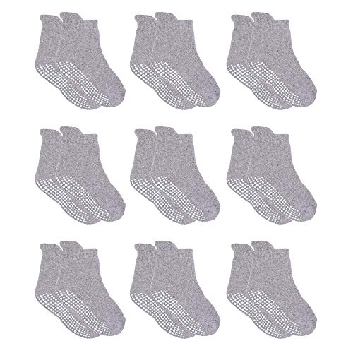 VWU - Calcetines de invierno cálidos de algodón de corte bajo para niños y bebés, paquete de 6/9 pares gris 1-3 Años