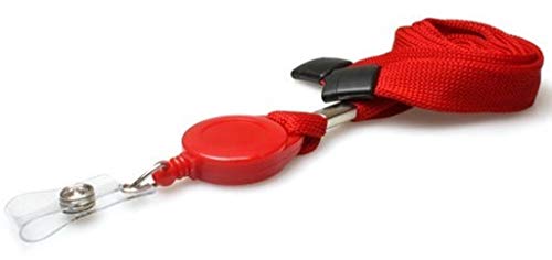Waizmann.IDeaS® 1 cordón rojo con cierre de seguridad Breakaway & yoyó con cremallera para tarjetas de identificación