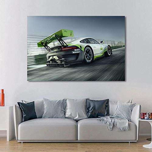 woplmh Coche de Carreras Porsche 911 GT3 R Sport Car Wall Art Posters e Impresiones Pinturas de Lienzo Modernas para decoración de Sala de Estar / 60x90cm-Sin Marco