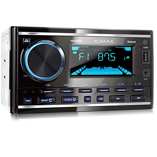 XOMAX XM-2R422 Radio de Coche con Bluetooth I RDS I Am, FM I USB, AUX I 7 Colores de luz Ajustables I 2 DIN