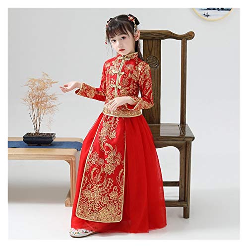 Youpin Vestido de niña de flores Han Fu para niñas y niños dramaturgico, vestido chino tradicional bordado antiguo vestidos de cosplay (color: 3, tamaño: 160)