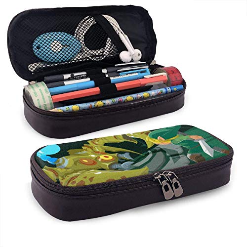 Zelda Phantom Hourglass - Estuche para lápices de cuero sintético con cremallera, bolsa para estudiantes de secundaria, escuela, colegio, oficina, niñas, niños, adultos, bolsa de almacenamiento,