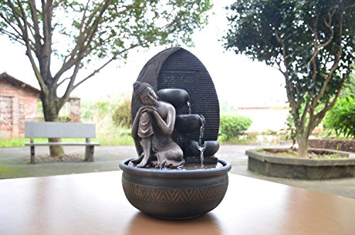 Zen'Light Fuente Buda Grace, Resina, Bronce, 26 x 26 x 40 cm