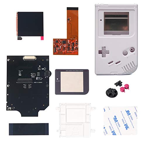 ZSYLOVE ZHANGSUYUAN Kit DE Pantalla FUNNYPLAYING DMG Retro Pixel IPS LCD de Alto Brillo de la retroiluminación LUZ Aptos for la Game Boy GB Consola 36 Retro Color con Shell (Color : Pure White Kit)