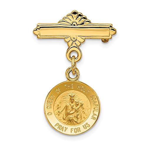 14ct reina del Santo - pasador medalla escapulario Sagrado Corazón mide 26 x 17,5 mm - JewelryWeb