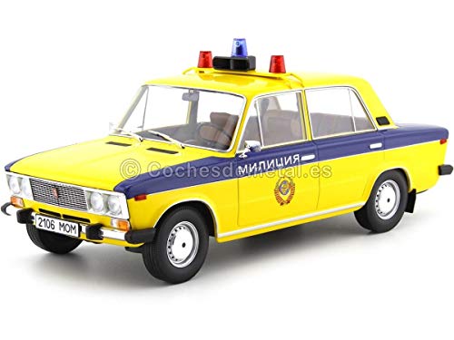 1976 Lada 2106 (Seat 124) Policia URSS Amarillo/Azul 1:18 Triple-9 1800246