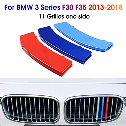3D Coche Rejillas Frontales Para BMW Serie 3 F30 F35 2013-2018 （11 Rejillas） Parrilla Delantera Trim M-Colore Cubierta Pegatinas Decoración 3 Piezas