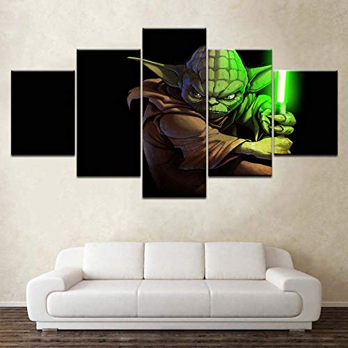 5 Cuadros en Lienzo La Guerra de Las Galaxias Stormtrooper Darth Vader Sith Force Jedi Impresión HD,Diseño de la Naturaleza,con Marco Creativo