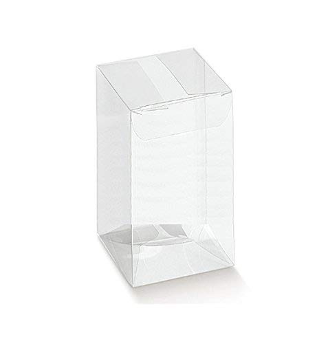 50 Piezas Caja PVC Transparente 5X5X10.5 cm Titular de la Almendra de Detalle