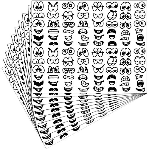 960 Pegatinas de Garabatos de Piezas de Halloween Pegatinas de Ojos Boca Etiquetas Pegatinas de Dibujos Animados para Scrapbook Bricolaje Manualidades(Negro)