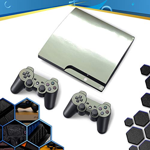 ADATECH VINILO compataible con Playstation 3 SLIM Vinilo Plata pegatina para consola y dos mandos.