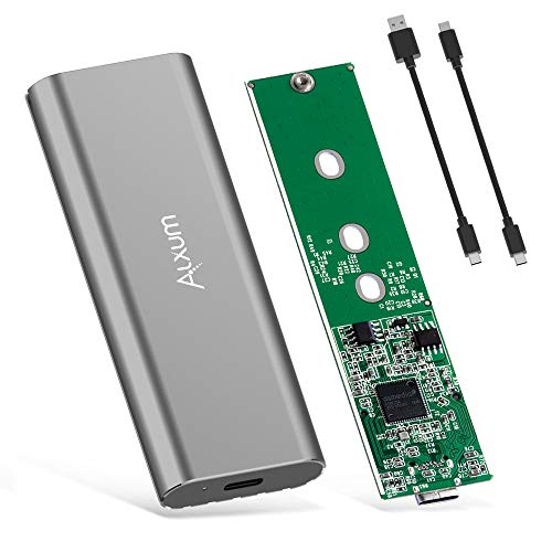 Alxum NVMe SSD Enclosure USB 3.1 Gen 2 Tipo C Tool-Tool a M.2 (Clave M) SSD Hard Drive Enclosure Caddy Adaptador de Caja Externa Incluye Cables USB-C y USB 3.1 (M.2 NVMe SSD 2280 2260 2242 2230)