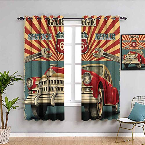 Americana Decor Collection - Juego de 2 paneles para decoración de dormitorio, diseño vintage, color rojo, gris