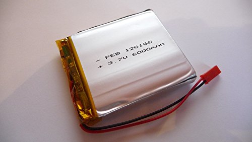 Batería de polímero de litio de 3,7 V, 6000 mAh, 1S, conector JST-SYP-2P y circuito de protección.