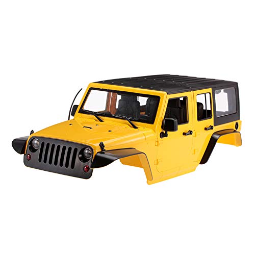 BeesClover Carrocería de coche sin montar de 313 mm con distancia entre ejes para 1/10 RC Crawler Axi-al SCX11 SCX10 90046 90047 JE-EP Wrangler amarillo regalo creativo