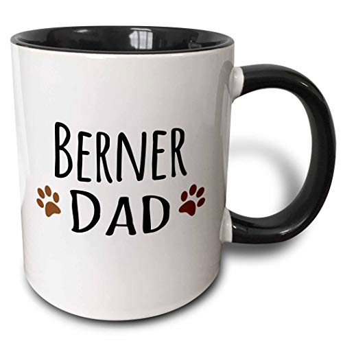 Berner Dad Bernese Mountain Dog taza marrón con huellas de patas fangosas, 11 oz, color negro