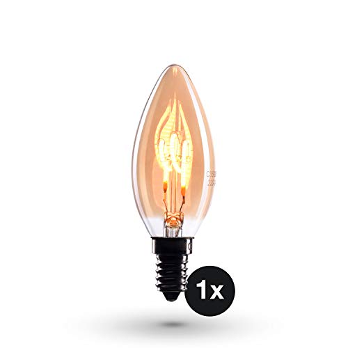 Bombilla Edison Crown LED base E14 | Regulable, 2W, 2200 K, luz cálida, EL09 | Iluminación de Filamento antiguo con apariencia retro vintage | Etiqueta Energética de la Unión Europea: A+