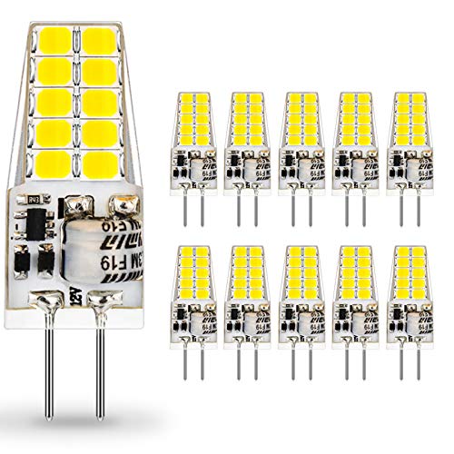Bombillas G4 LED 12V, Auting 3.5W 20 * 2835 Equivalente a la Lámpara Halógena de 30W, No Regulable,400LM,Blanco frío 6000K,Ángulo de haz de 360°-10 Piezas