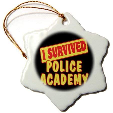 BorisMotley I Survived Police Academy - Figura Decorativa de Copo de Nieve (cerámica, 7,6 cm)