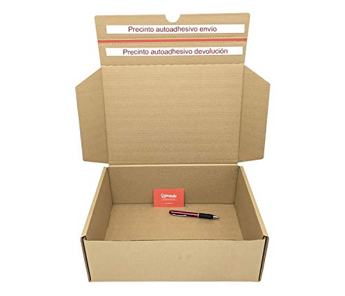 Cajeando | Pack de 10 Cajas de Cartón para Envíos (Caja Boomerang Doble Envío) | Tamaño 72 x 35 x 13 cm | Color Marrón | Permite Hacer Dos Envíos en Uno | Mudanzas | Fabricadas en España