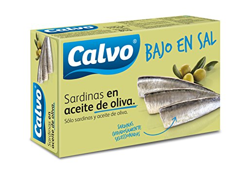 Calvo Sardinas en aceite de Oliva, Baja en Sal - Paquete de 12 x 120 gr- total 1440 gr
