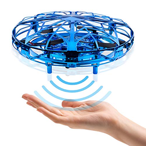 CANOPUS Mini Drone Juguete, UFO Drone operado a Mano para Interior y Exterior, Bola voladora OVNI, Fácil de operar,, cumpleaños para Principiantes, niños y Adultos (Azul)