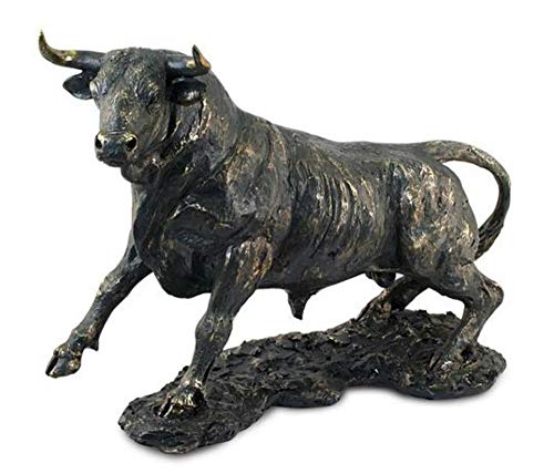 CAPRILO Figura Taurina Decorativa de Resina Toro Bravo. Adornos y Esculturas. Animales. Decoración Hogar. Regalos Originales. 32 x 47 x 17 cm.