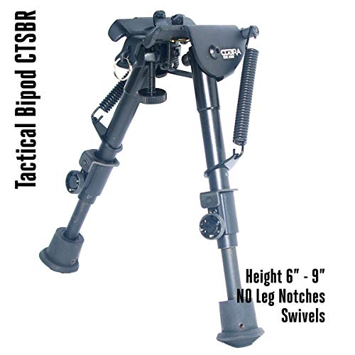 Cobra Tactical Solutions | Tactical Foldable Bipod Adjustable in Height | 6 – 9 Inch | For Airsoft Hunting Varmint Air Rifle Shooting Bench Rest | Equals Harris HBR