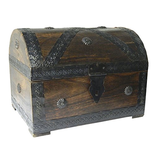 Cofre del tesoro caja de madera cofre pirata aspecto antiguo almacenamiento 28x21x21cm