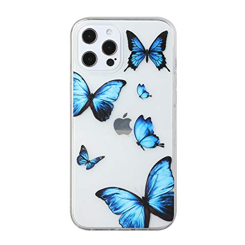 Compatible con la Funda para iPhone 11 Pro MAX, HengJun, a Prueba de Golpes, con diseño Transparente y Bonito, diseño Delgado, Suave, de TPU- Mariposa Azul