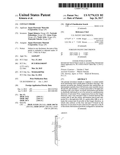 Contact probe: United States Patent 9774121 (English Edition)