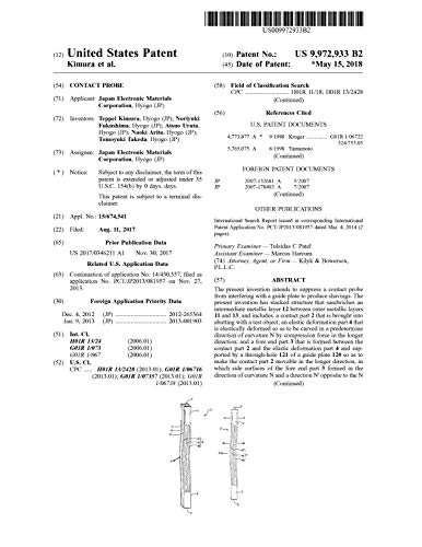 Contact probe: United States Patent 9972933 (English Edition)