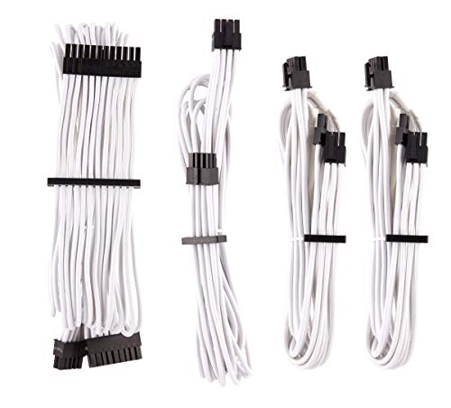 Corsair - Kit de Inicio (Cables de alimentación Interna, Male Connector / Female Connector, Derecho, Derecho), Blanco
