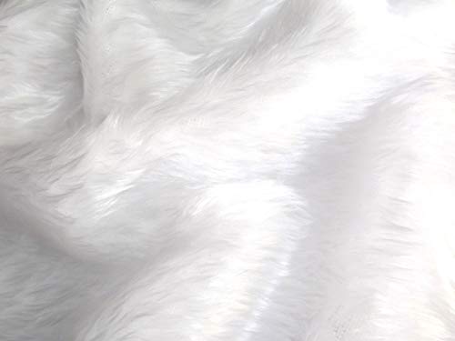 CRS Fur Fabrics Tela de Piel de Pelo de imitación, Lisa, en Blanco Brillante