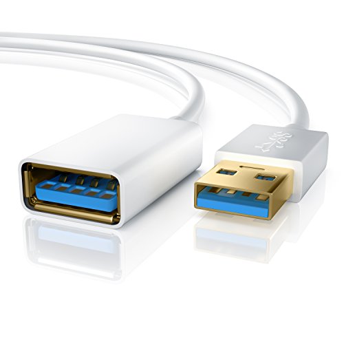 CSL-Computer Primewire - 2m USB 3.0 Cable alargador - Cable alargador USB Alargamiento USB- Hembra USB 3.0 A a Macho USB 3.0 A Enchufe A Casquillo A - hasta 5 Gbit s - Apantallado Doble - Blanco