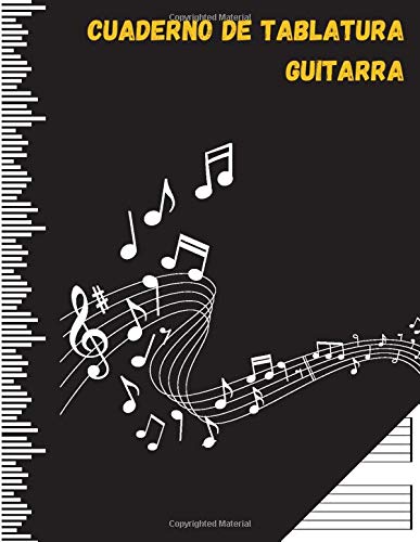 Cuaderno De Tablatura Guitarra: 108 Paginas Con Ancho De 21.59 x 27.94 cm o 8.5 x 11 pulgadas | Spanish Edition | Black