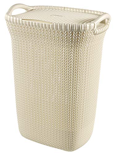 Curver 228391 - Cesta de ropa Knit, 57 L, 43.2 x 32.1 x 59.4 cm, color blanco oasis