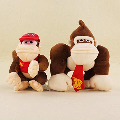 Decanyue 14-19cm Dos Estilos Super Mario Bros Monkey Donkey Kong y Diddy Kong Peluches Rellenos Suaves Regalos para niños 14-19cm 2PCS