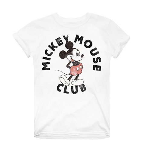 Disney Mickey Mouse Club Camiseta, Blanco, S para Mujer