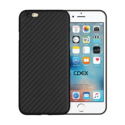 doupi UltraSlim Funda para iPhone 6 Plus / 6S Plus (5,5") Carbon Fiber Look Fibra de Carbono Óptica, Finamente Estera Ligero Estuche Protección, Negro