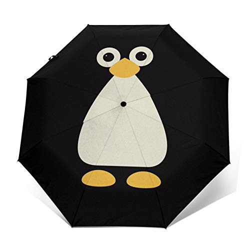 DOWNN Paraguas automático triple plegable 3D con impresión exterior lindo pingüino impermeable protector solar resistente al viento plegable paraguas para hombre mujer al aire libre unisex
